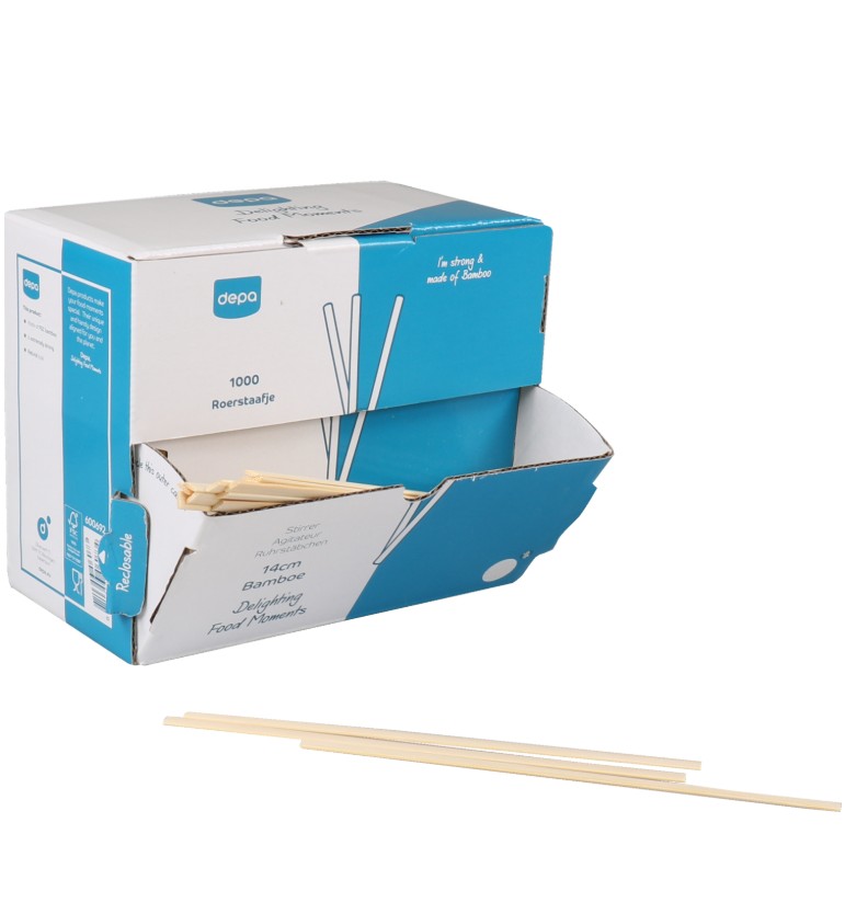 Roerstaafjes Bamboe Dispenser 1000st